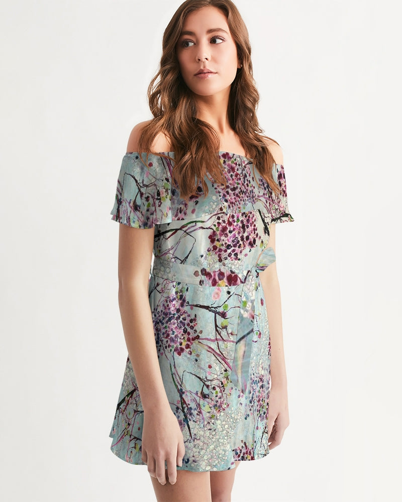 SHADOWS OF PARADISE || Women's Off-Shoulder Dress