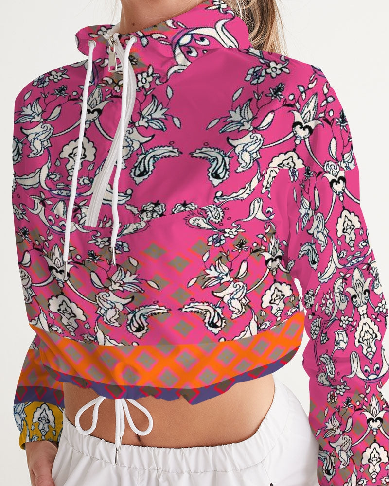 MIRACULOUS FLOWERS -PINK || Women's Cropped Windbreaker