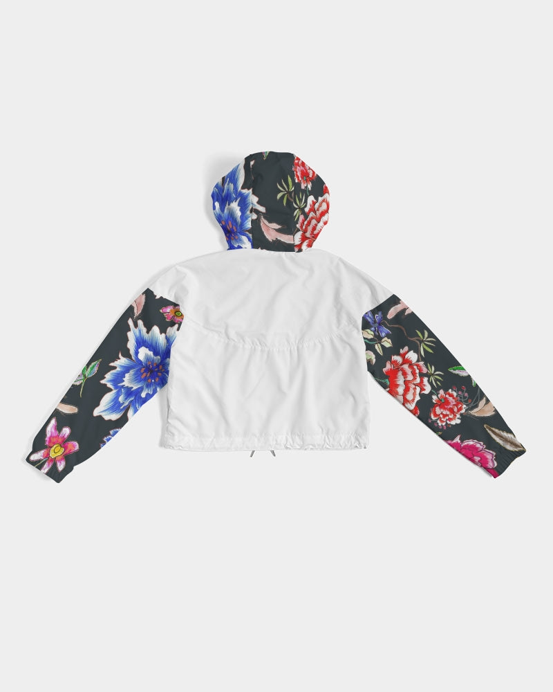 POWER OF PEACE - BLACK  Women's Cropped Windbreaker