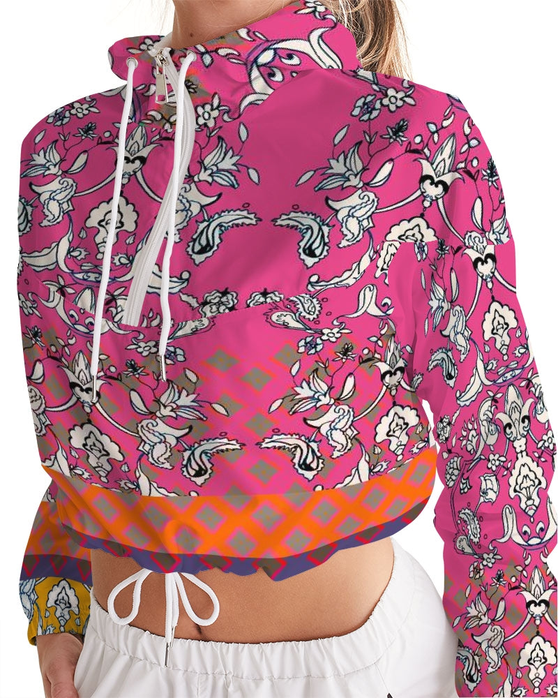MIRACULOUS FLOWERS -PINK || Women's Cropped Windbreaker