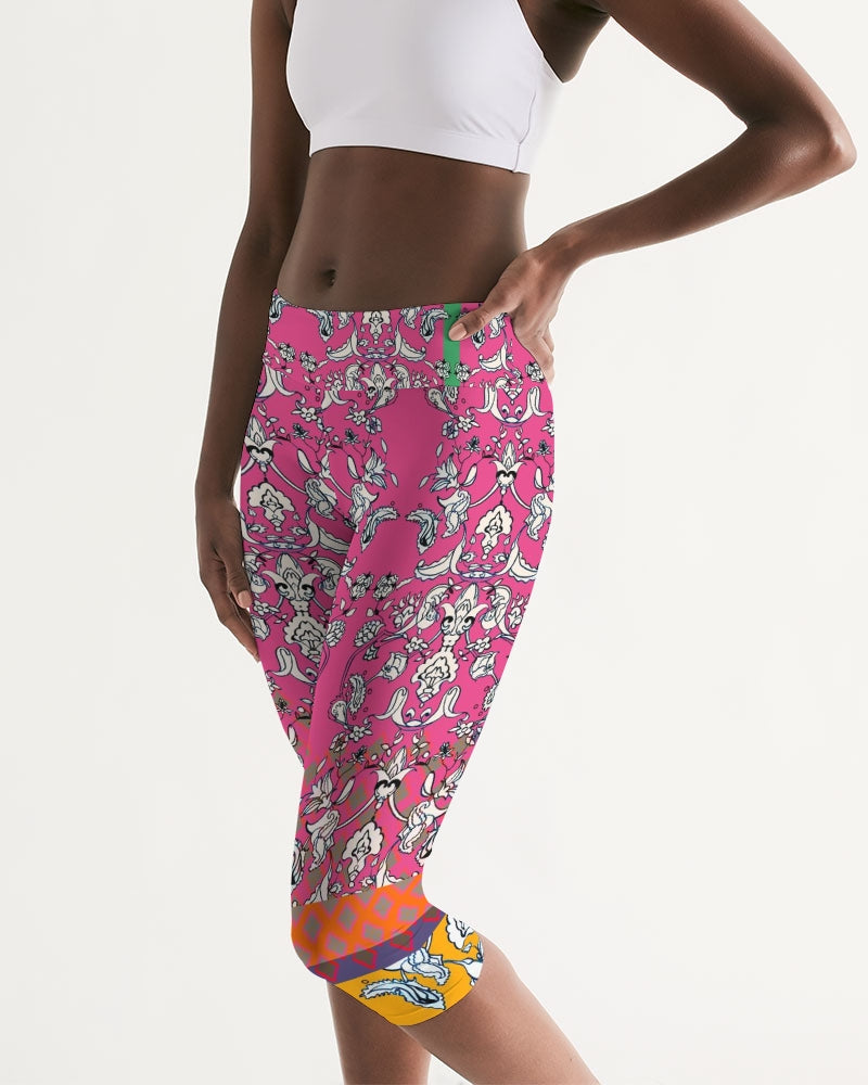 MIRACULOUS FLOWERS -PINK || Women's Mid-Rise Capri