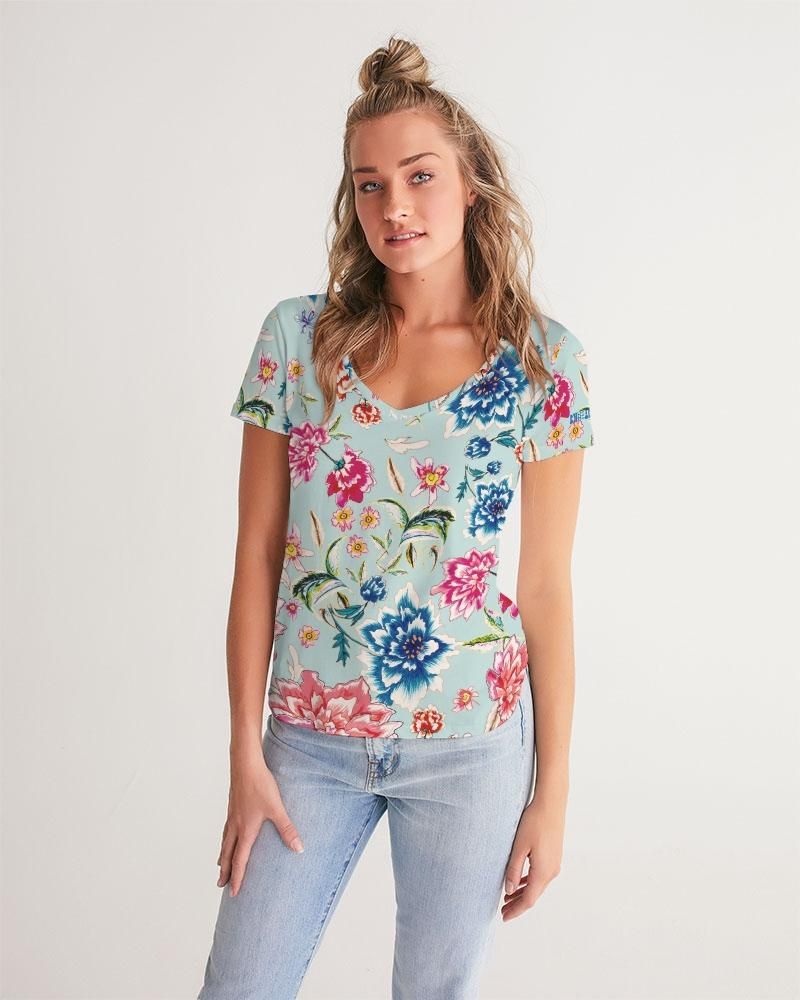 AMORE BLUE Women's V-Neck Tee