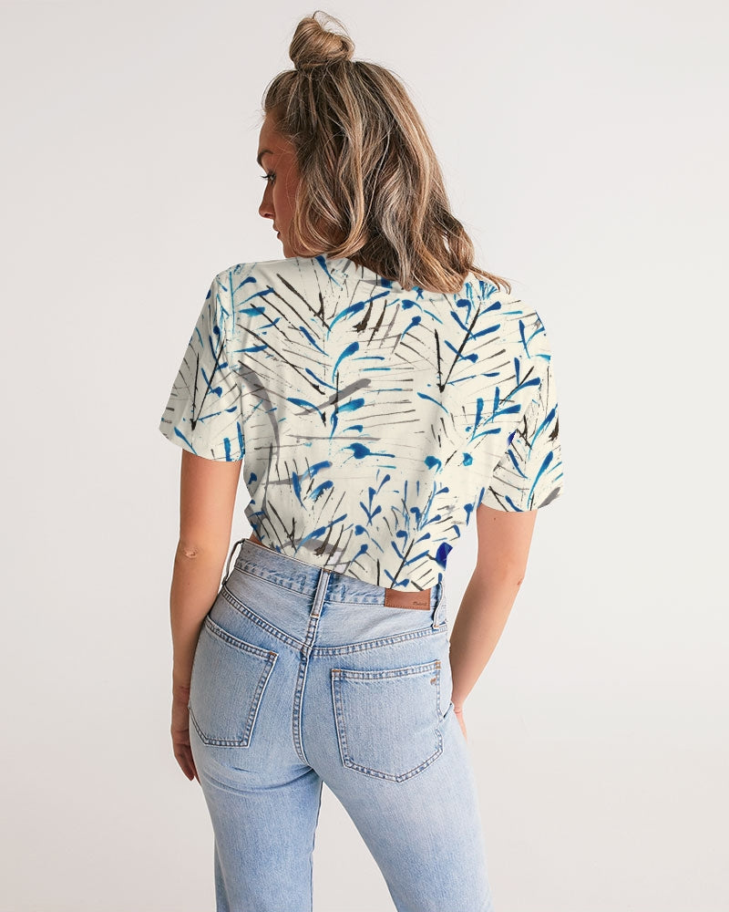 MOONLIGHT BRANCH  Women's Twist-Front Cropped Tee