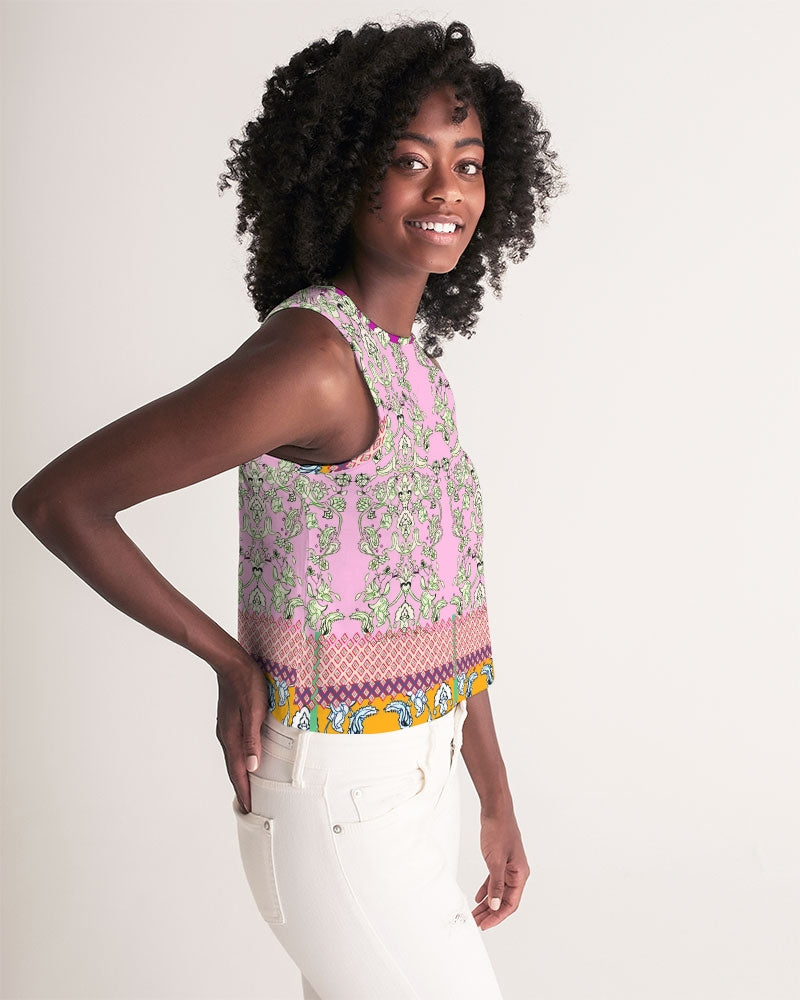 FLORAL  MIRACULOUS  WORLD - dress-pink1 Women's Cropped Tank