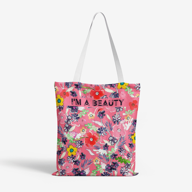 GOL GARDEN ,I `M A BEAUTY  || Heavy Duty and Strong Natural Canvas Tote Bags