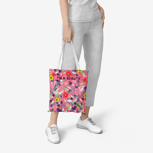 GOL GARDEN ,I `M A BEAUTY  || Heavy Duty and Strong Natural Canvas Tote Bags