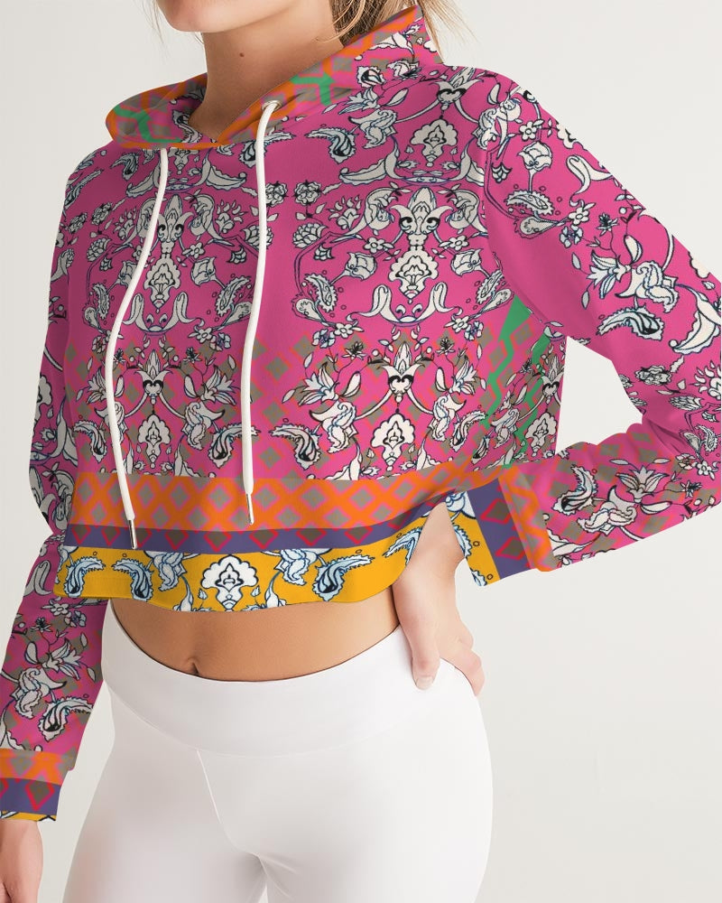 MIRACULOUS FLOWERS -PINK || Women's Cropped Hoodie