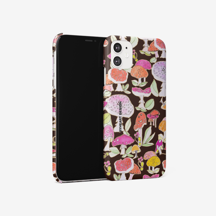 iPhone 11 case ||  MUSHROOMS THE WINTER SUN || BLACK ||