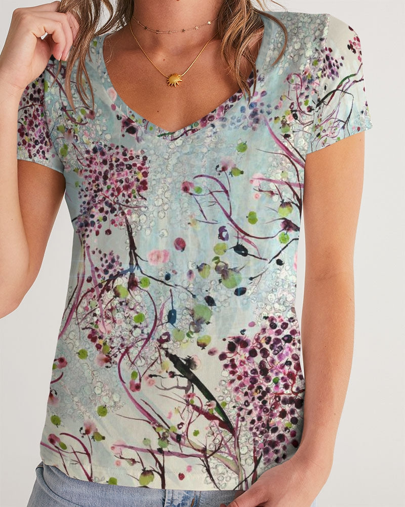 SHADOWS OF PARADISE Women's V-Neck Tee