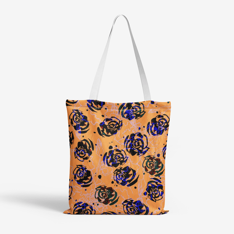 Heavy Duty and Strong Natural Canvas Tote Bags || ORANGE ROSES ||