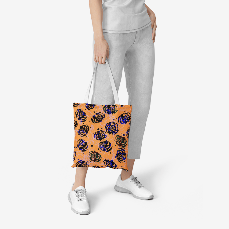 Heavy Duty and Strong Natural Canvas Tote Bags || ORANGE ROSES ||