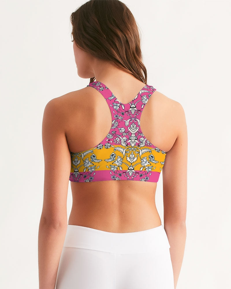MIRACULOUS FLOWERS -PINK || Women's Seamless Sports Bra