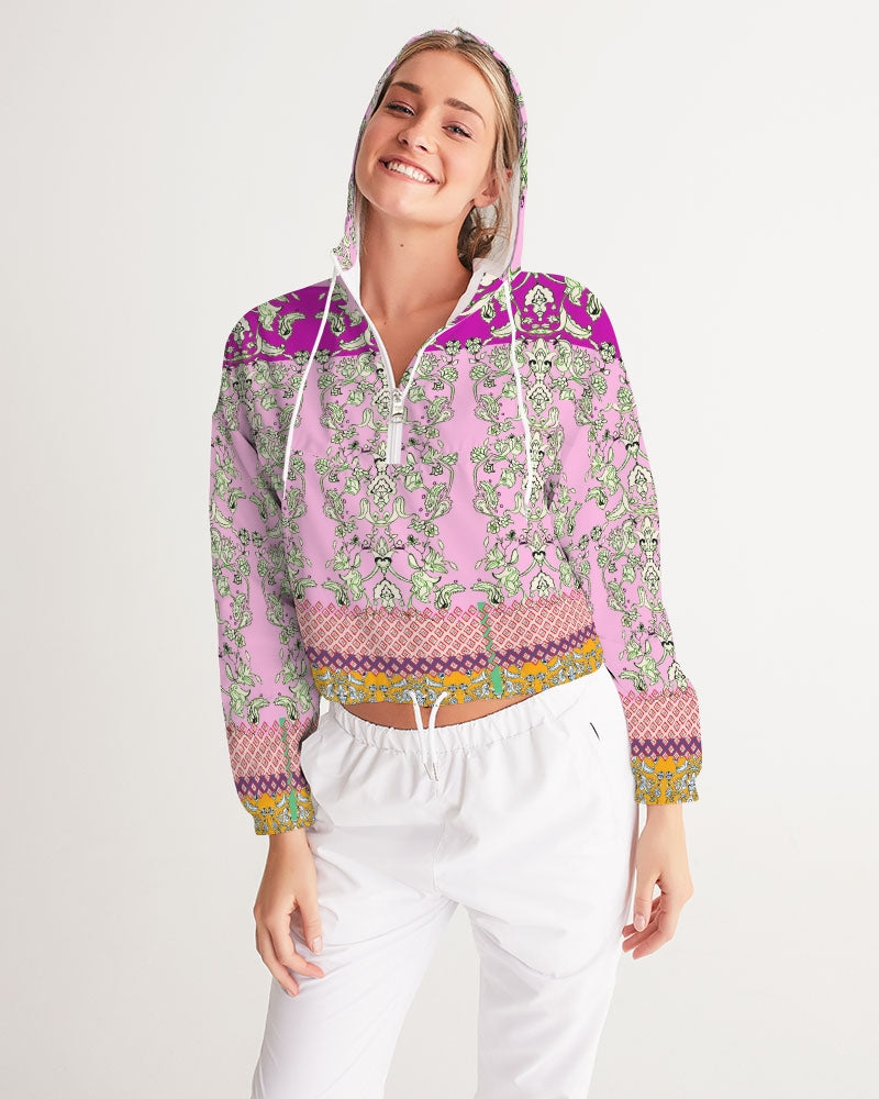MIRACULOUS FLOWERS -PINK ||  Women's Cropped Windbreaker