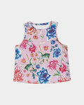 Women's Cropped Tank ||  AMORE Purple Bloom