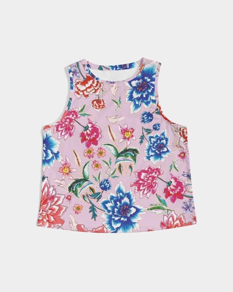 Women's Cropped Tank ||  AMORE Purple Bloom