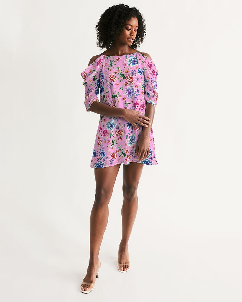 AMORE PINK Women's Open Shoulder A-Line Dress