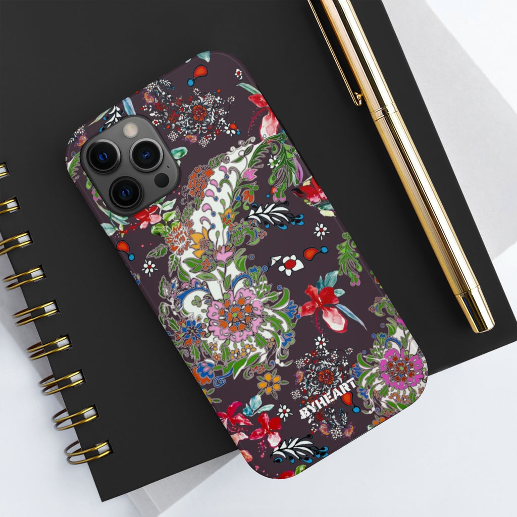 BLACK PAISLEY FLOWERS, ISFAHAN  | Tough Phone Cases, Case-Mate | 