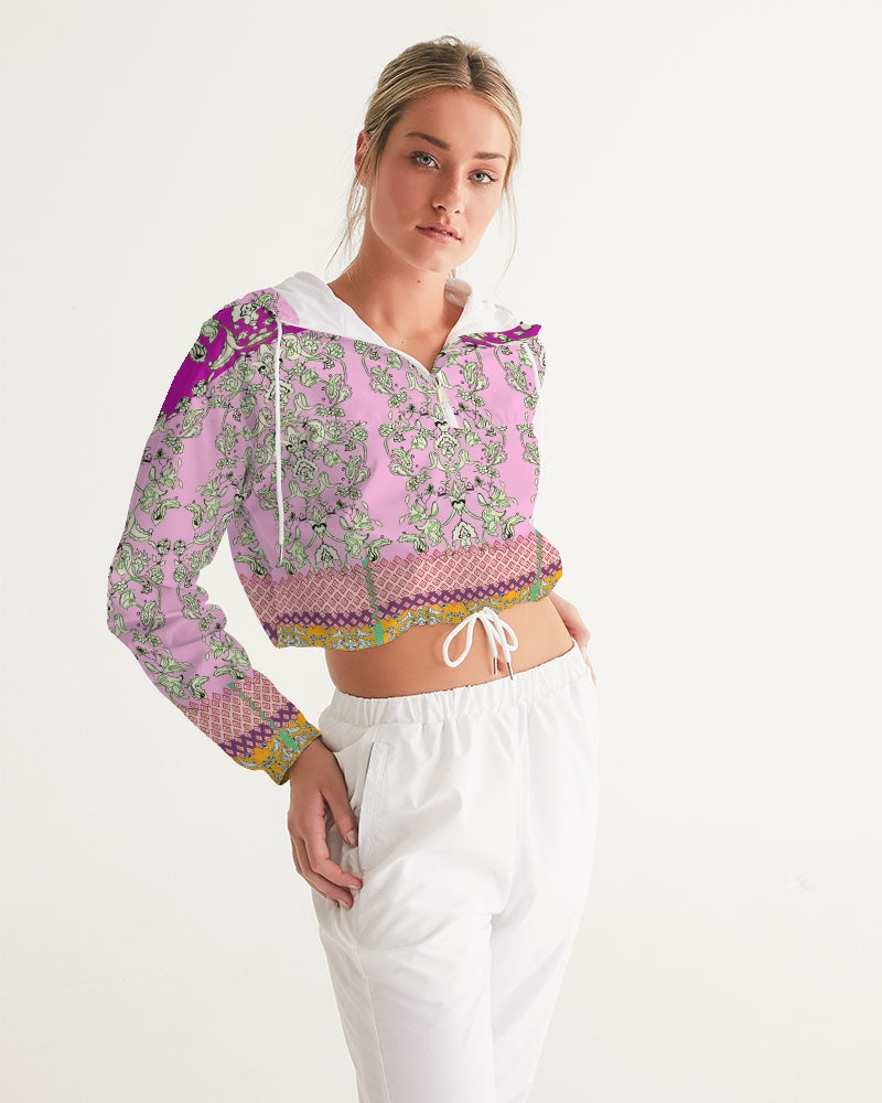 MIRACULOUS FLOWERS -PINK || Women's Cropped Windbreaker
