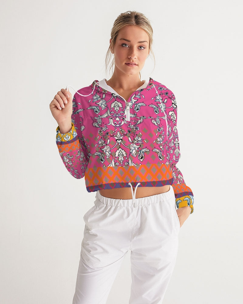 MIRACULOUS FLOWERS -PINK || Women's Cropped Windbreaker