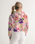 Tulip Floral Women's Cropped Hoodie - Soft Activewear