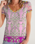 FLORAL  MIRACULOUS  WORLD - dress-pink1 Women's V-Neck Tee