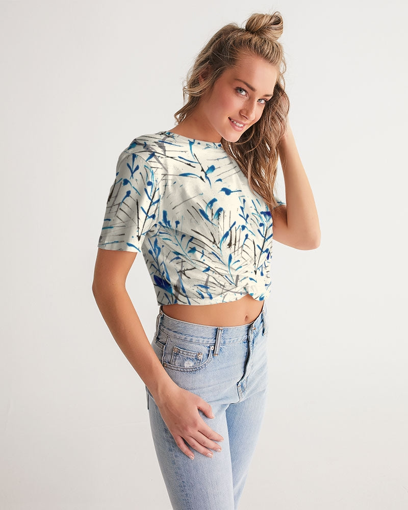 MOONLIGHT BRANCH  Women's Twist-Front Cropped Tee