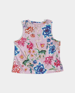 Women's Cropped Tank ||  AMORE Purple Bloom