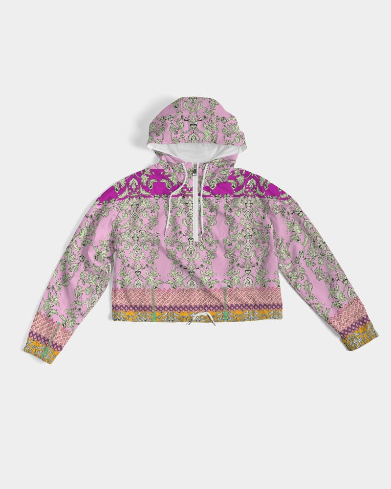 MIRACULOUS FLOWERS -PINK ||  Women's Cropped Windbreaker