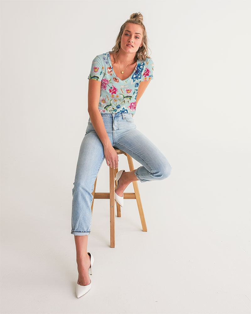 AMORE BLUE Women's V-Neck Tee
