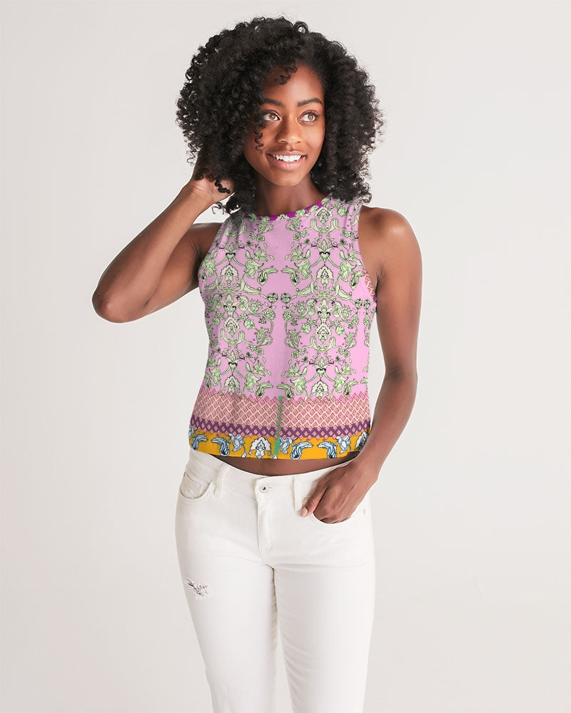 FLORAL  MIRACULOUS  WORLD - dress-pink1 Women's Cropped Tank