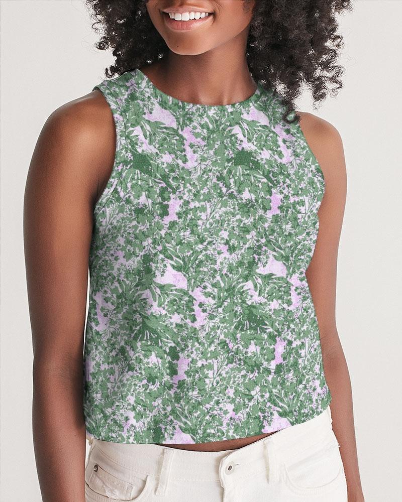GREEN LEAFS TEXTURE Women's Cropped Tank