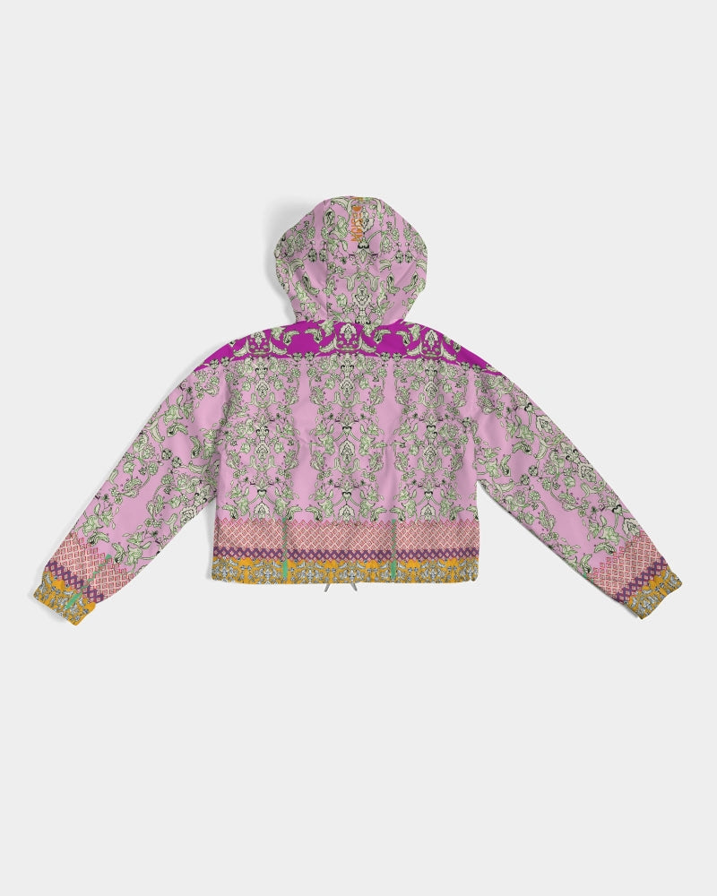 MIRACULOUS FLOWERS -PINK || Women's Cropped Windbreaker