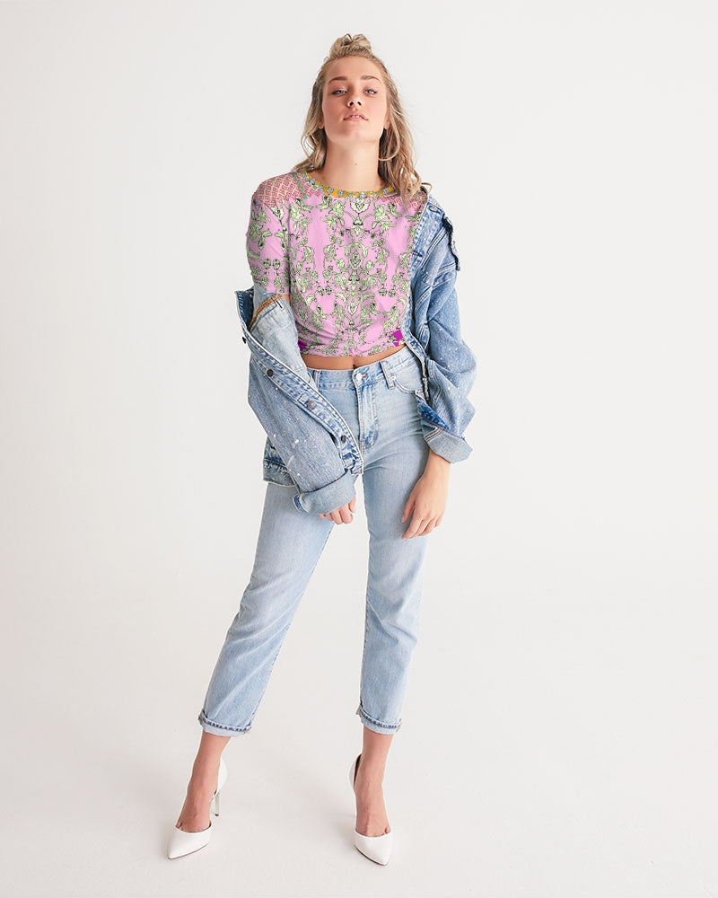 MIRACULOUS FLOWERS -PINK || Women's Twist-Front Cropped Tee
