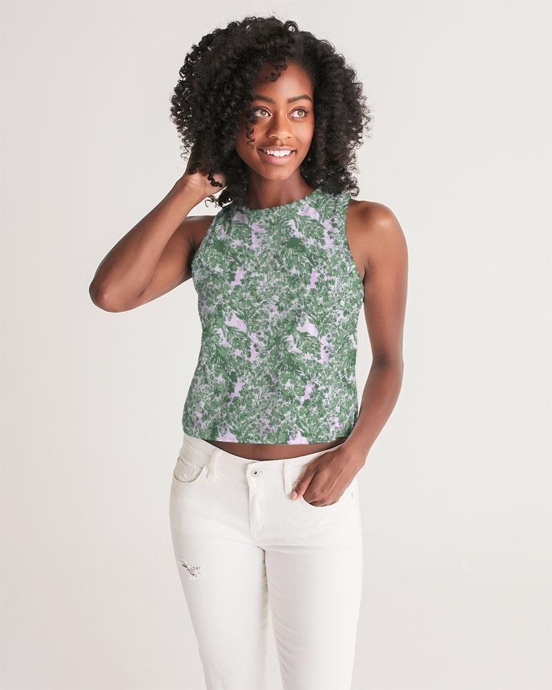 GREEN LEAFS TEXTURE Women's Cropped Tank
