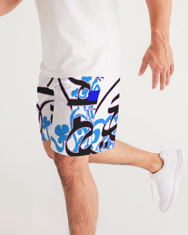 CALLIGRAPHY PERSIAN SCRIPT  BLUE  LINES -  Oriental design  Men's Jogger Shorts