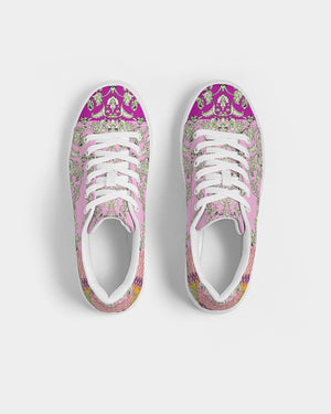 Open image in slideshow, MIRACULOUS FLOWERS -PINK || Women&#39;s Faux-Leather Sneaker
