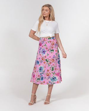 AMORE PINK Women's A-Line Midi Skirt