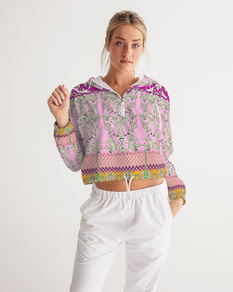 MIRACULOUS FLOWERS -PINK ||  Women's Cropped Windbreaker