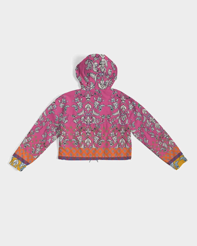 MIRACULOUS FLOWERS -PINK || Women's Cropped Windbreaker