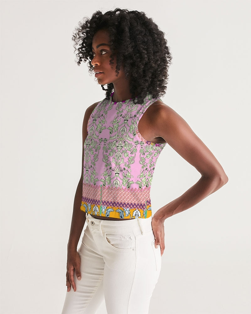 FLORAL  MIRACULOUS  WORLD - dress-pink1 Women's Cropped Tank