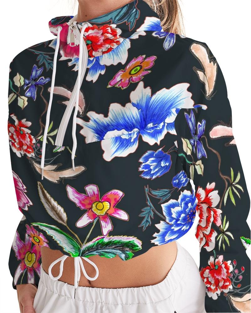 POWER OF PEACE - BLACK  Women's Cropped Windbreaker