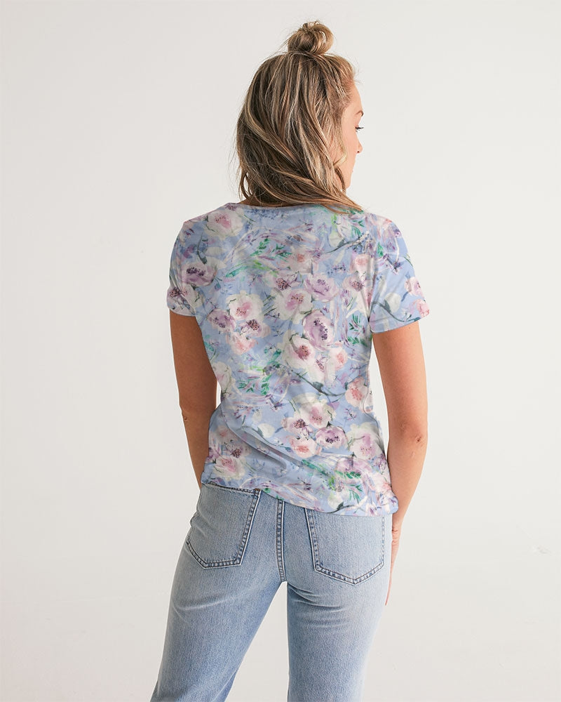 LOVE OF ORIENT FLOWERS - PURPEL Women's V-Neck Tee