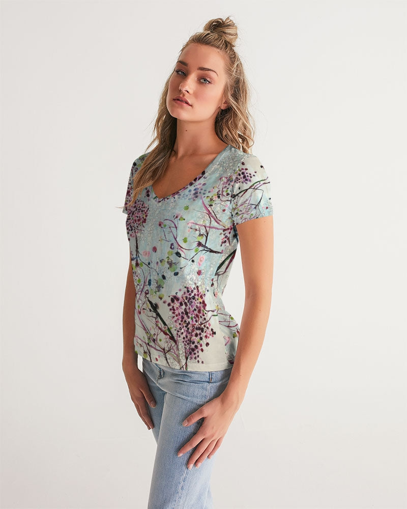 SHADOWS OF PARADISE Women's V-Neck Tee