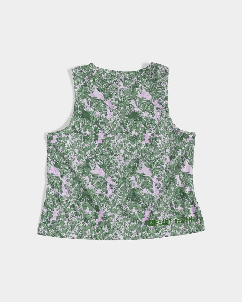 GREEN LEAFS TEXTURE Women's Cropped Tank